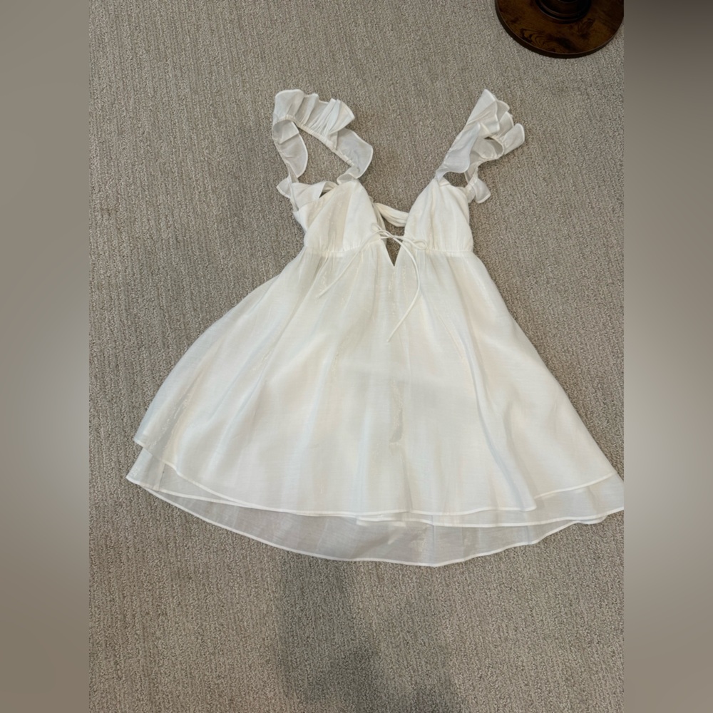 NWT White Ruffle Strap Dress - XS